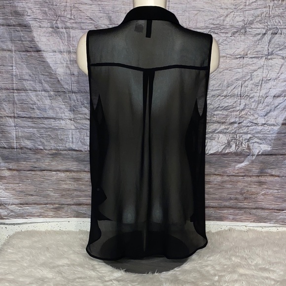 Divided Black Sheer Tunic Tank Top - Picture 5 of 6